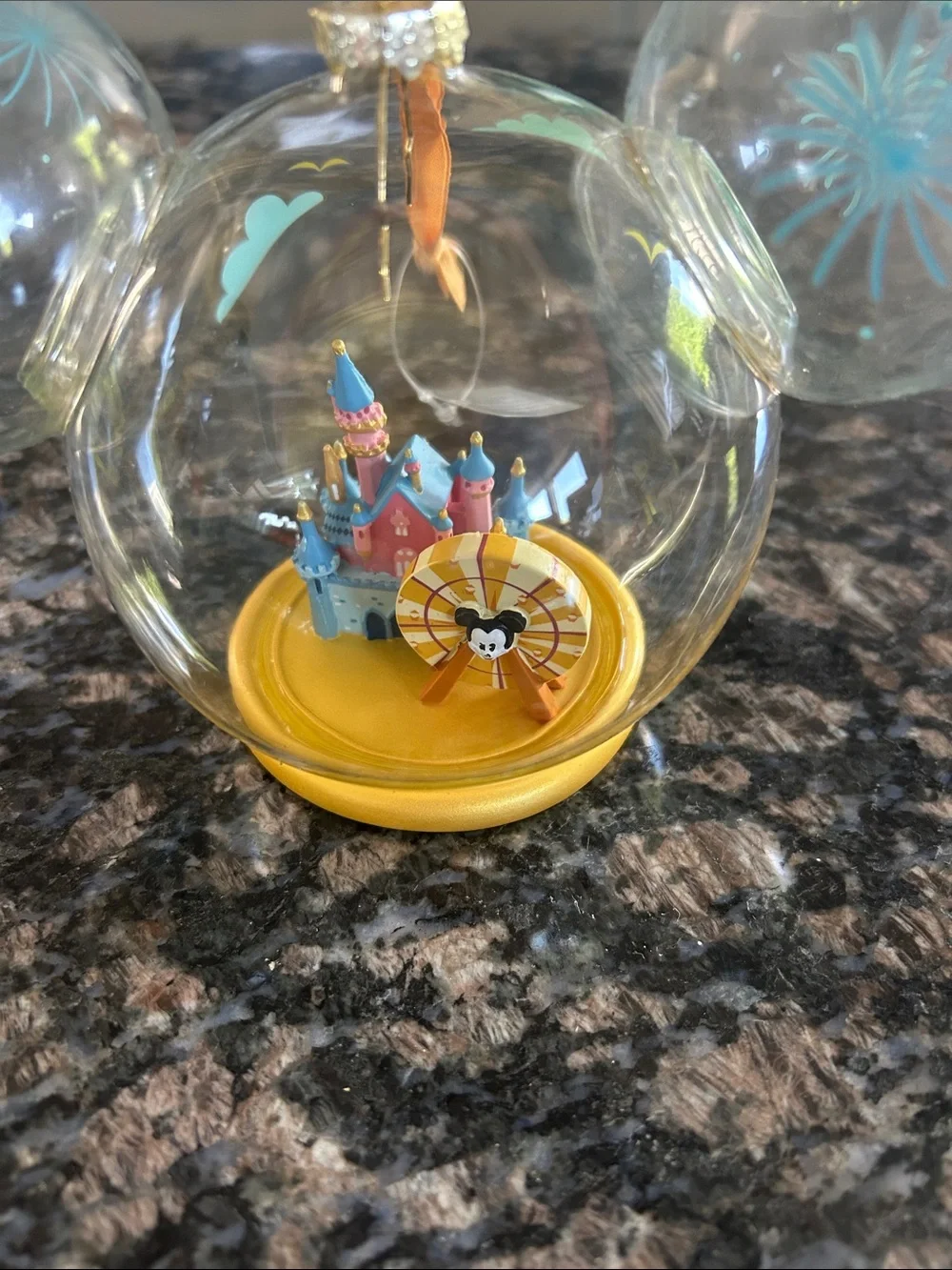 DISNEY DISNEYLAND MICKY ICON GLASS BALL ORNAMENT CASTLE MICKEY FUN WHEEL NWT